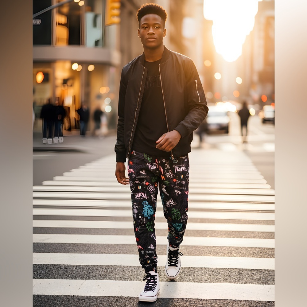 Fresh Prints of Bel-Air SZ XL black multicolored Tic Tac Toe print jogger